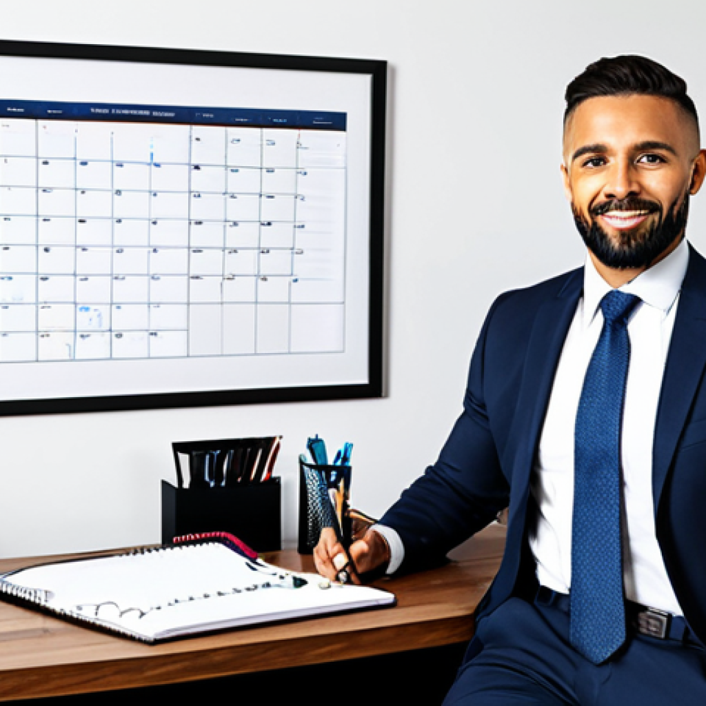Self-Leadership & Goal Setting**
Prompt: A focused individual, fully clothed in professional attire, working on a personal development plan at a bright desk. Notebook, pen, and calendar visible. Background: a clean, modern home office with motivational art on the wall. Perfect anatomy, correct proportions, natural pose. Safe for work, appropriate content, professional, modest. High quality, professional photography.
**