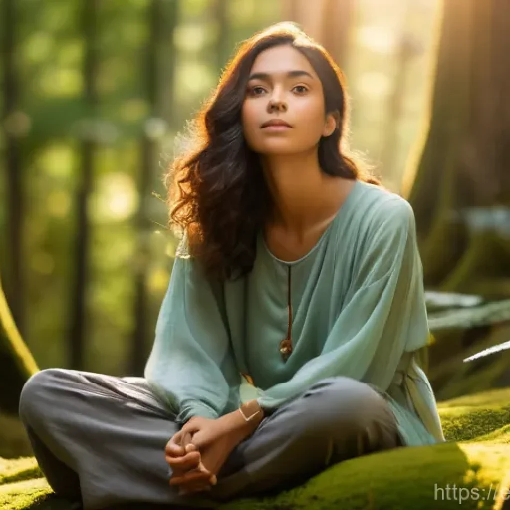개인 미션 개발을 위한 멘토 찾기 - **Prompt: "A serene, contemplative young woman of diverse ethnicity sits on a moss-covered stone ben...