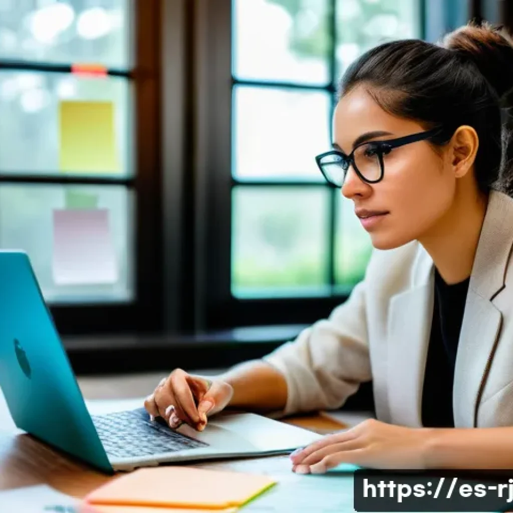 개인 미션 개발에서의 실패 요인 분석 - A focused young Hispanic professional woman sitting at a modern desk in a cozy home office, surround...